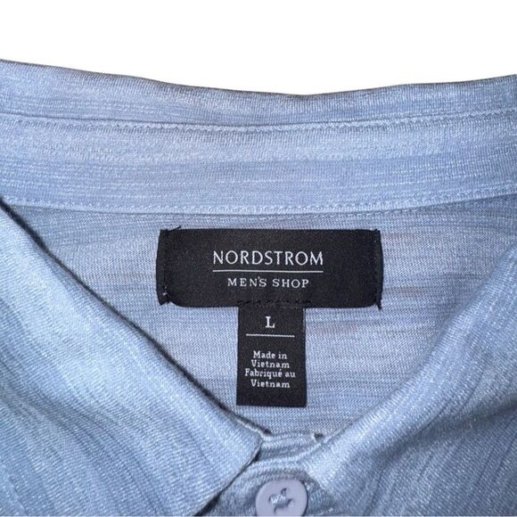 Nordstrom Men's Shop Blue Breathable Striped Golf Polo Shirt - Size Large - Picture 4 of 5